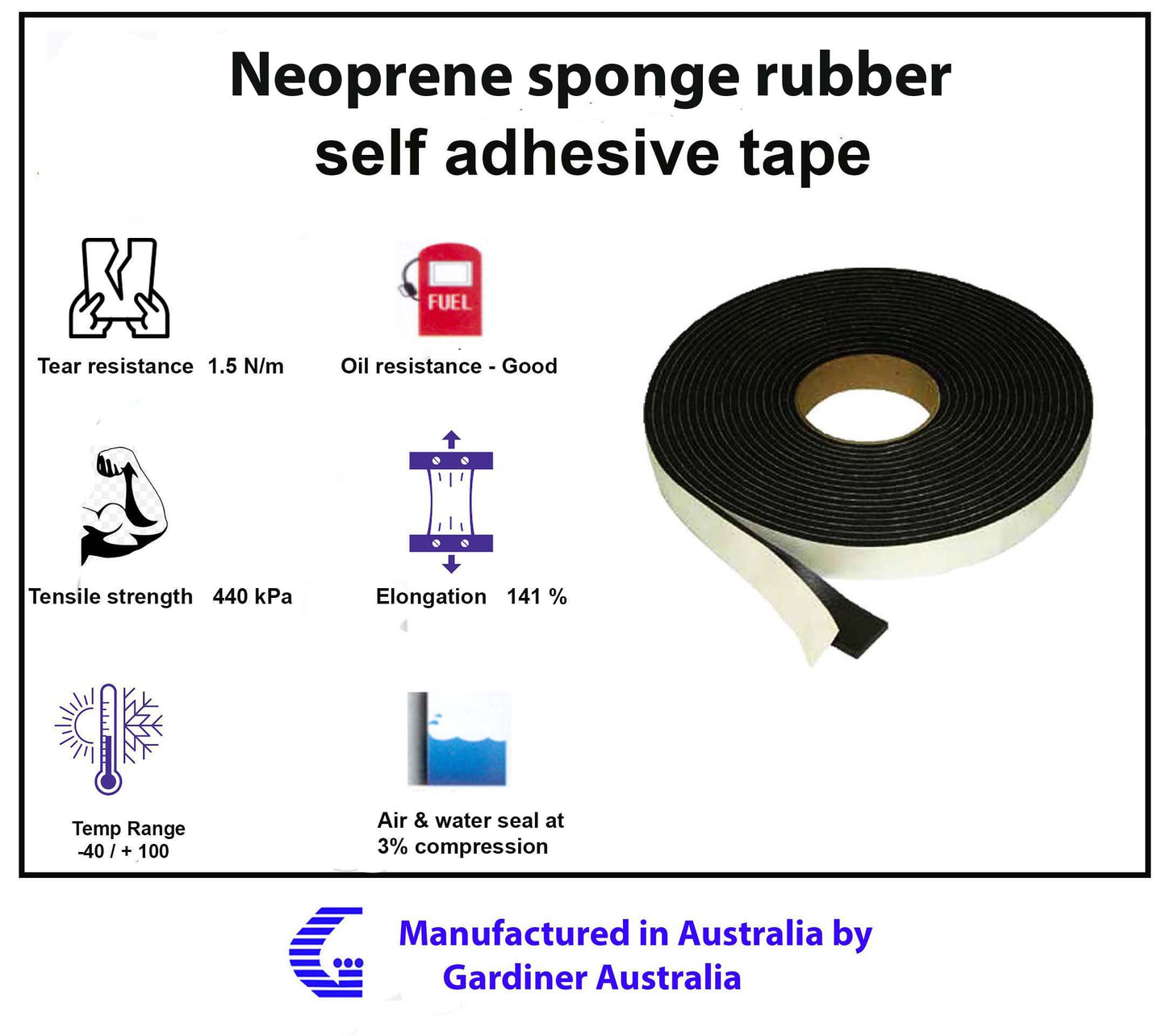 Neoprene sponge rubber tape