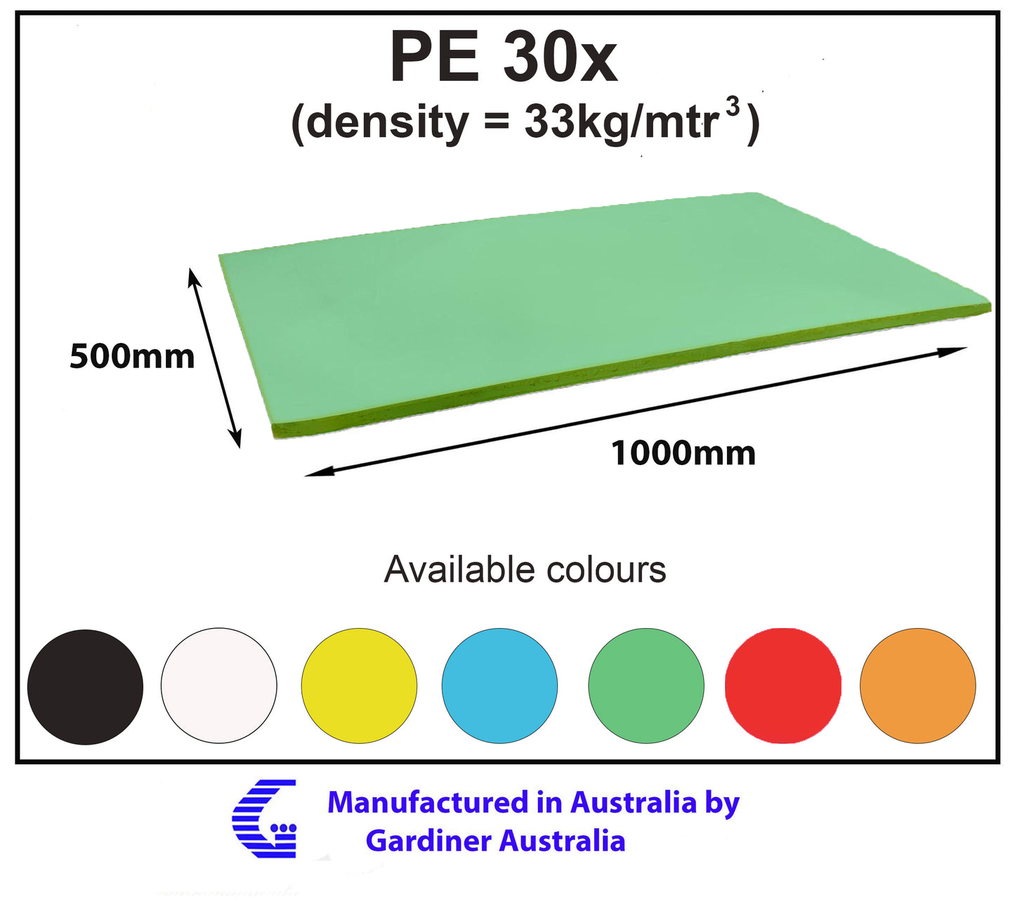 PE 30x (33 Kg/mtr3) foam sheet