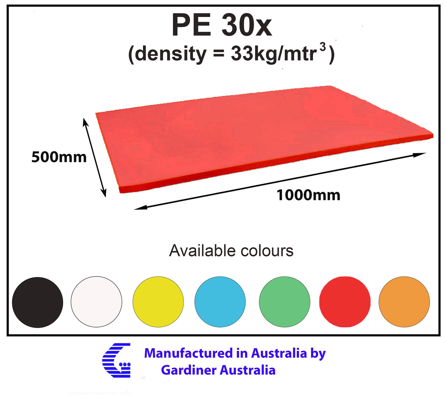 PE 30x (33 Kg/mtr3) foam sheet