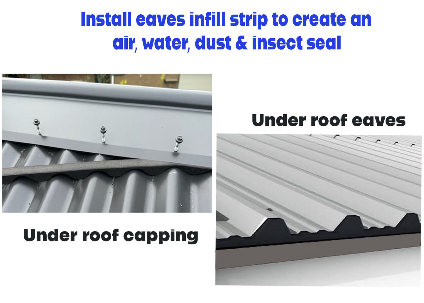 PE eave & ridge roof infill strips